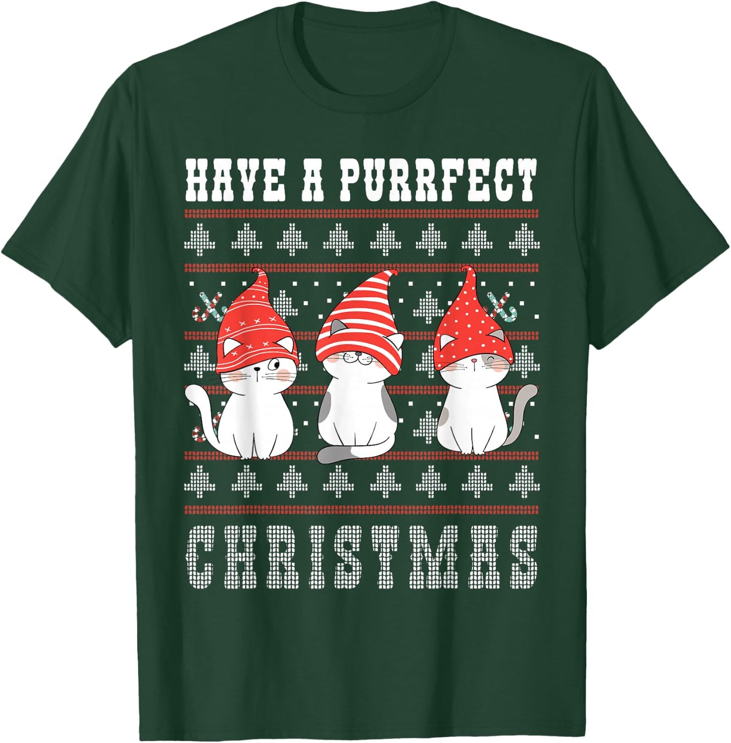 Have a Purrfect Christmas Ugly Christmas Cat women men kids T-Shirt - T-Shirt | Forest