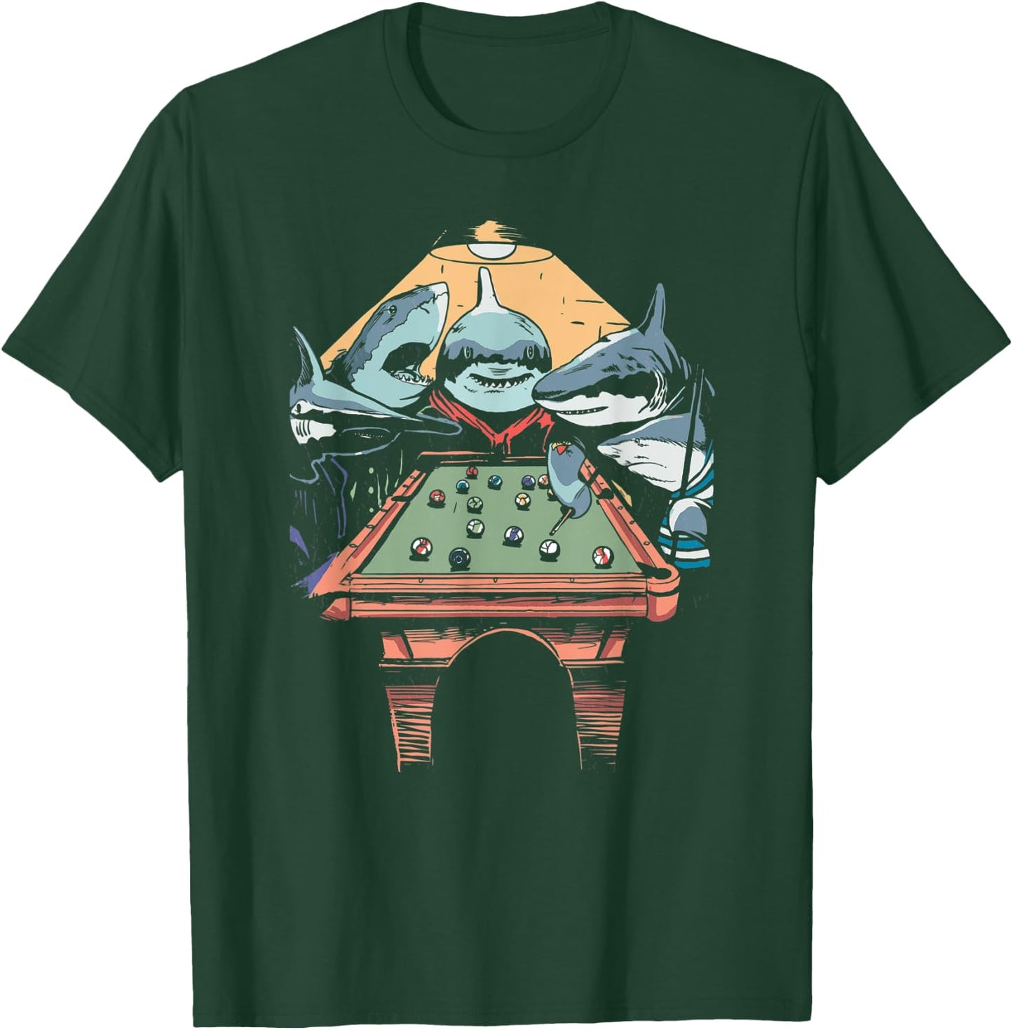 The Pool Sharks Funny Vintage Painting Parody T-Shirt - T-Shirt | Forest