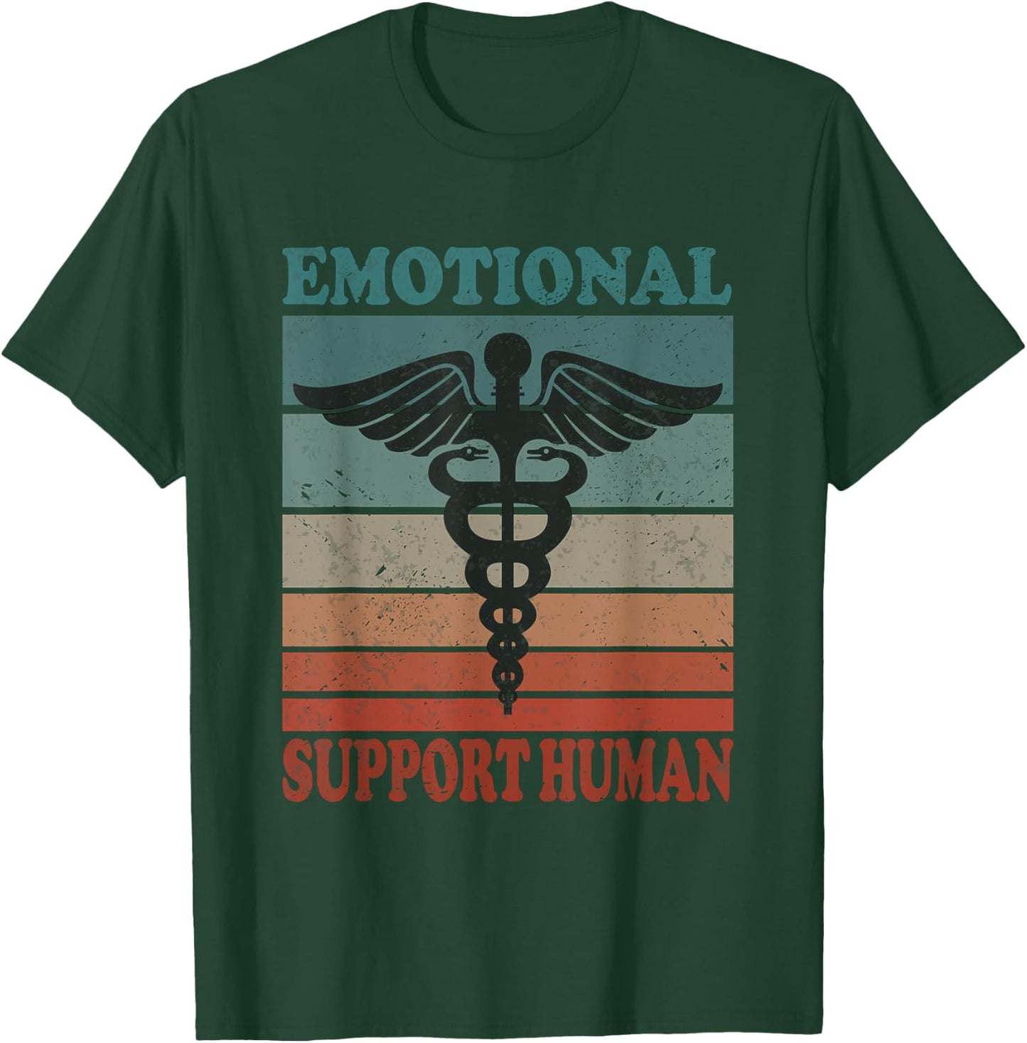 Vintage Emotional Support Human Service People Black T-Shirt - T-Shirt | Forest
