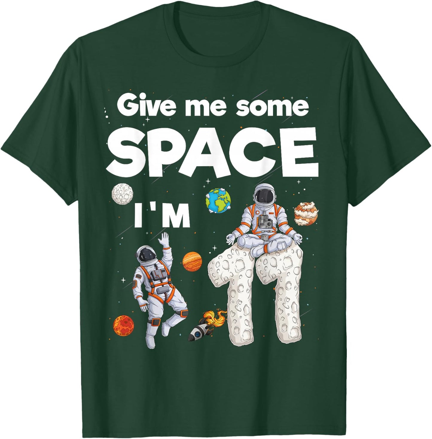 Outer Space Astronaut Planets Eleven Year Old 11th Birthday T-Shirt - T-Shirt | Forest