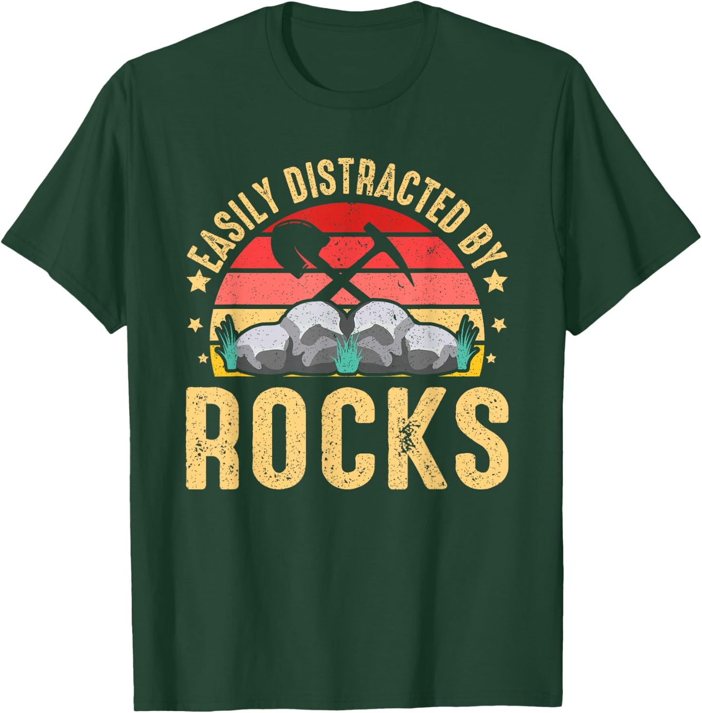 Easily Distracted By Rocks Rock Collector Geology Geologist T-Shirt - T-Shirt | Forest