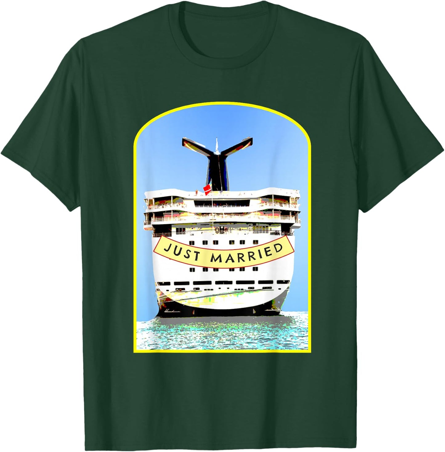 Just Married 2026 Honeymoon Cruise Newlyweds Wife Husband T-Shirt - T-Shirt | Forest