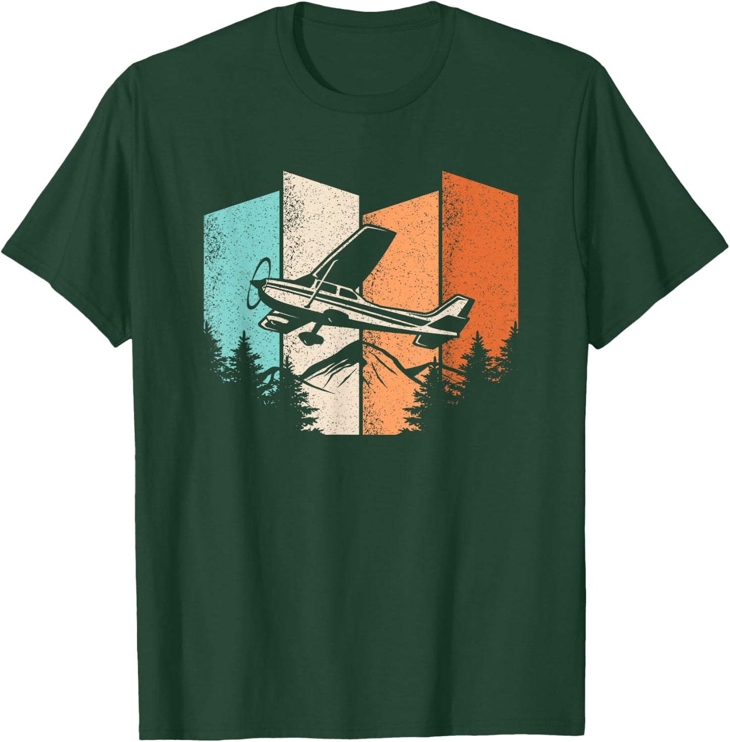 Retro Airplane Vintage Pilot Aviation Fly Plane Men Women T-Shirt - T-Shirt | Forest