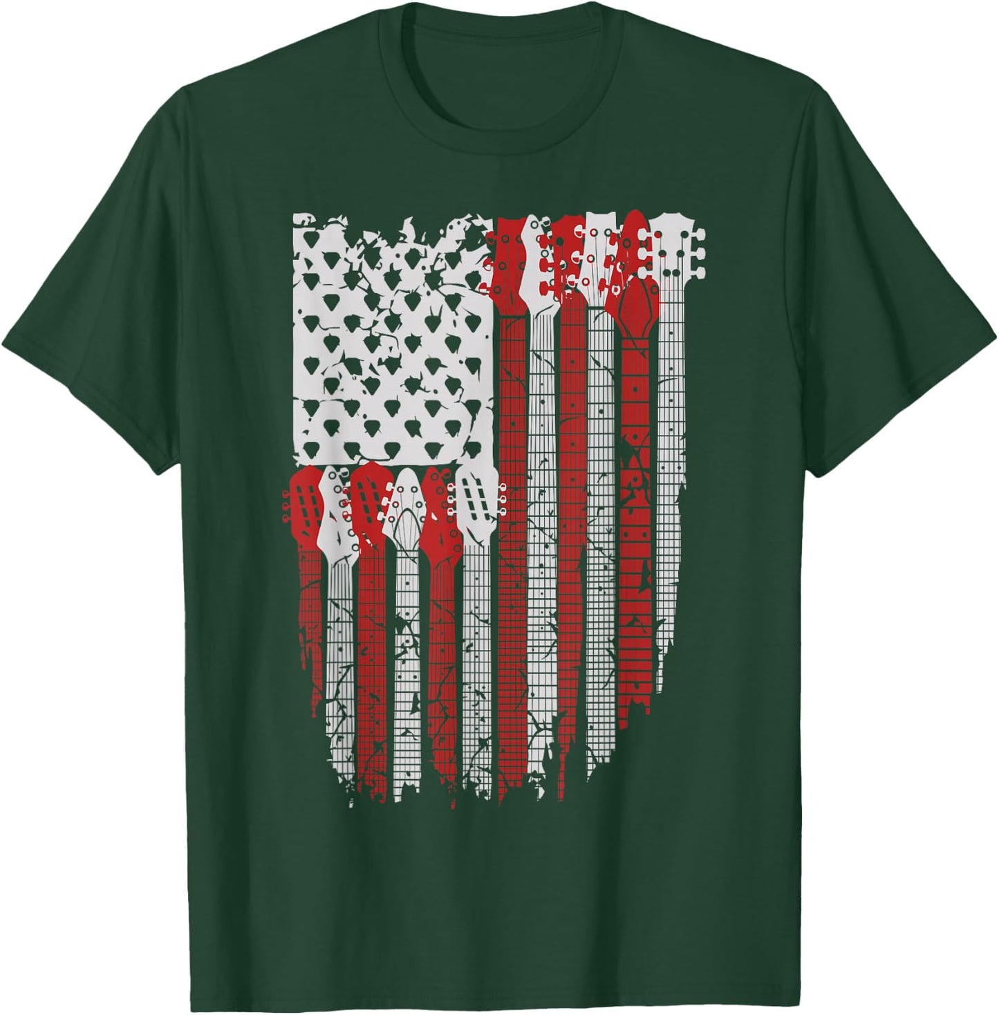 USA American Flag Guitar Musician 4th of July Guitarists T-Shirt - T-Shirt | Forest