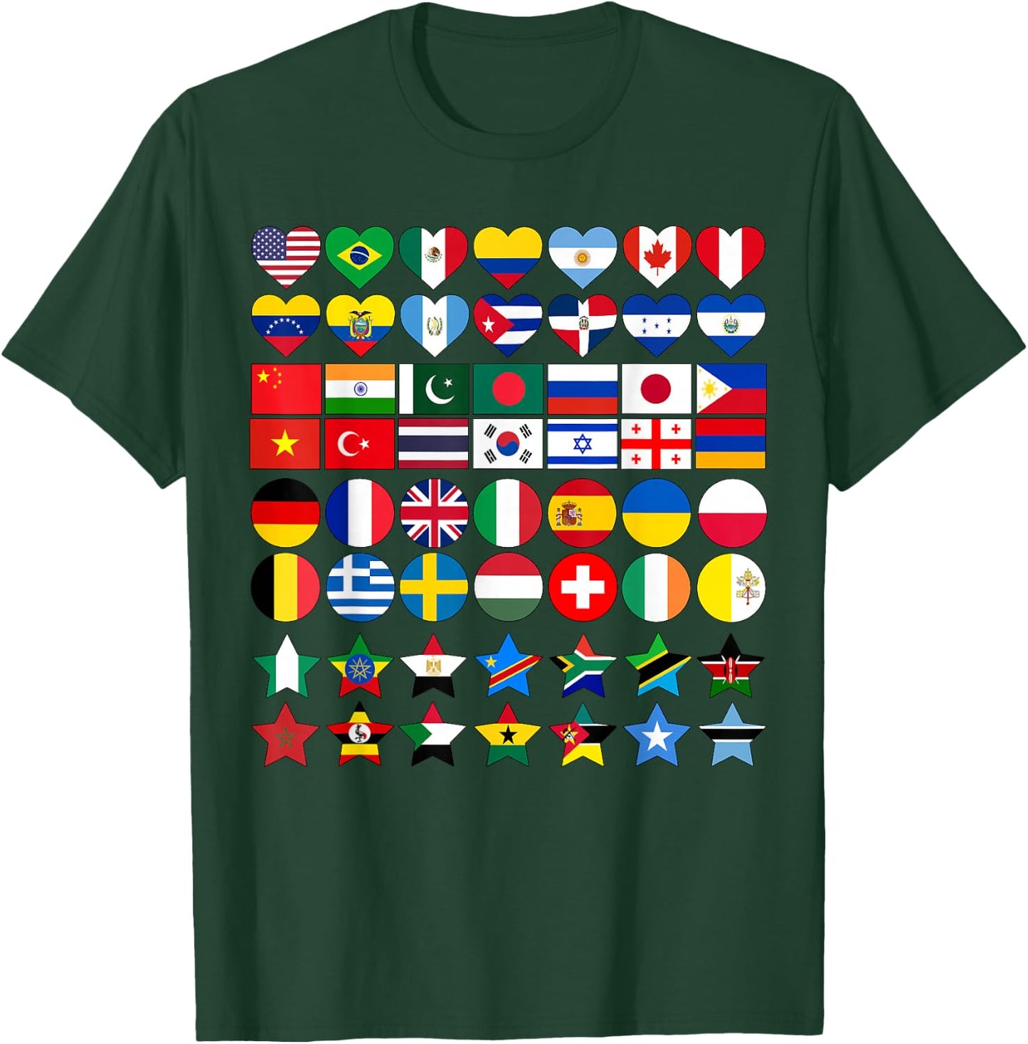 Flags of Countries of the Worlds in Geometric Shapes T-Shirt - T-Shirt | Forest