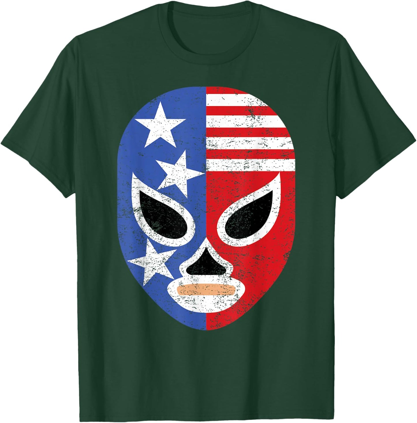 Retro USA Flag Pro Wrestling Lucha Libre Mask T-Shirt - T-Shirt | Forest