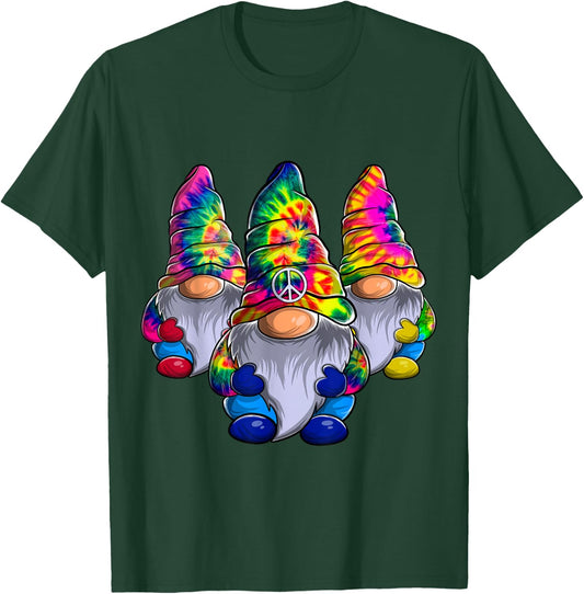 Three Hippie Gnomes Peace Gnome Funny Retro Tie DIY Design T-Shirt - T-Shirt | Forest
