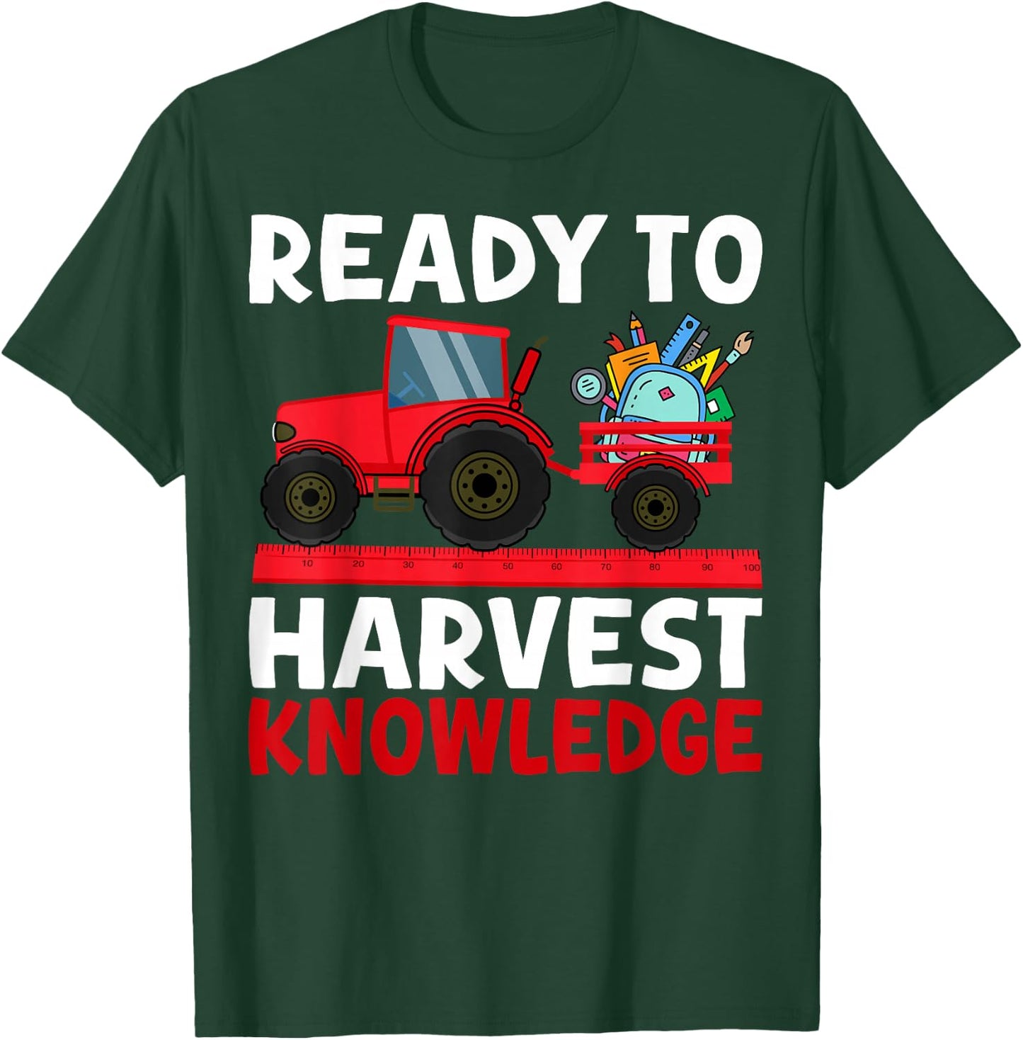 Back to School Tractor Farmer Boys First Day of School Kids T-Shirt - T-Shirt | Forest