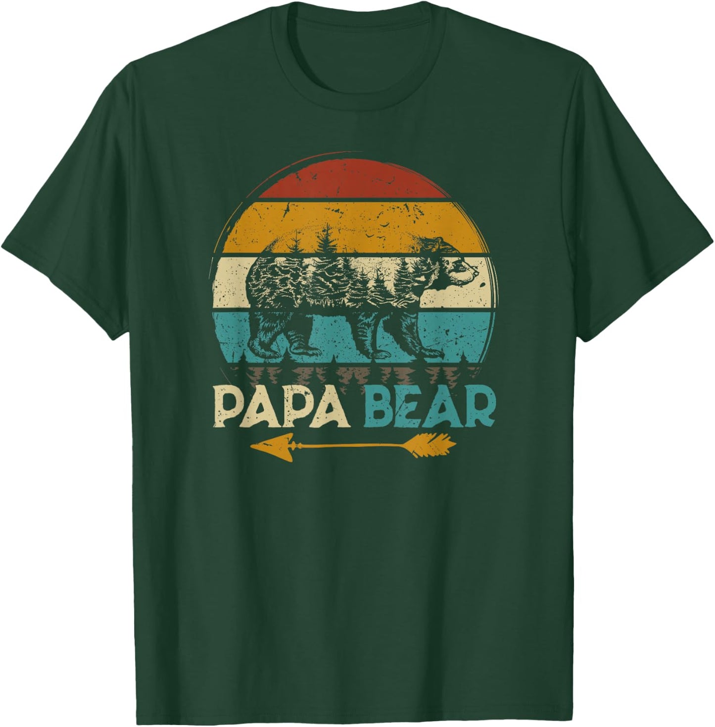 Father's Day Papabear Funny Dad Baby Bear Retro Vintage T-Shirt - T-Shirt | Forest