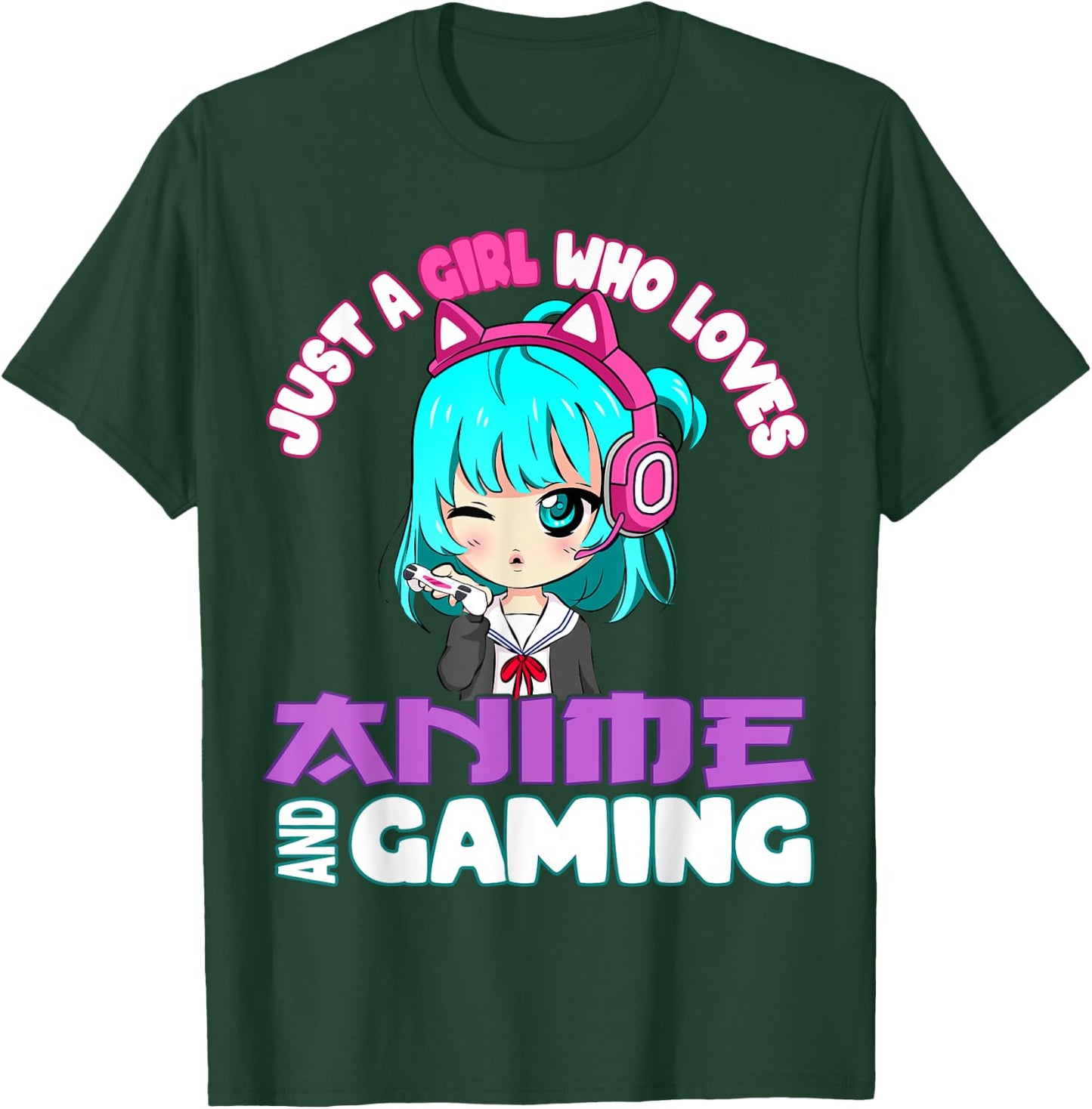 Just a Girl who loves Anime and Gaming chibi Video Games T-Shirt - T-Shirt | Forest