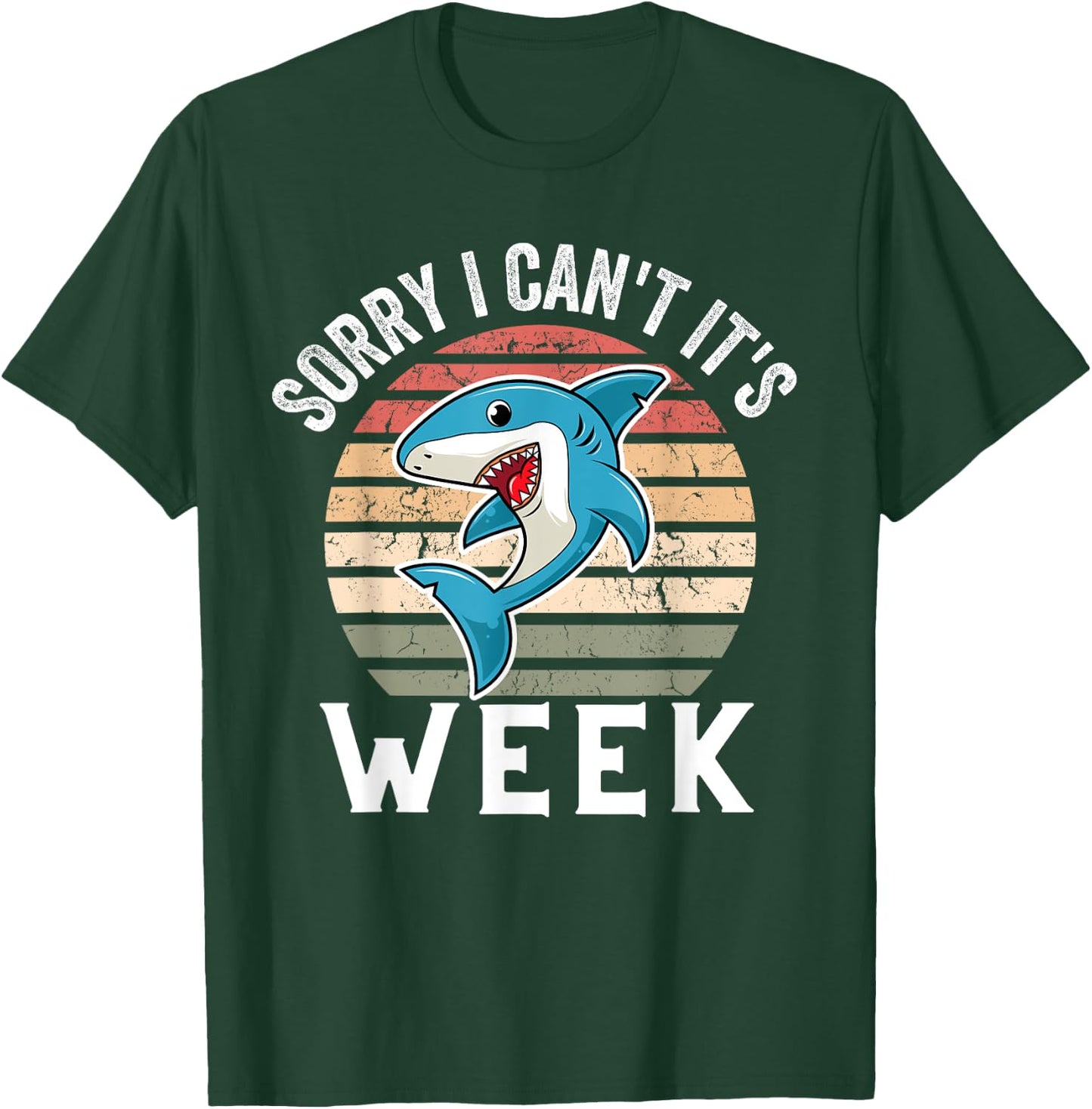 Cool Vintage Sorry I Can't It's Week Funny Cute Shark T-Shirt - T-Shirt | Forest