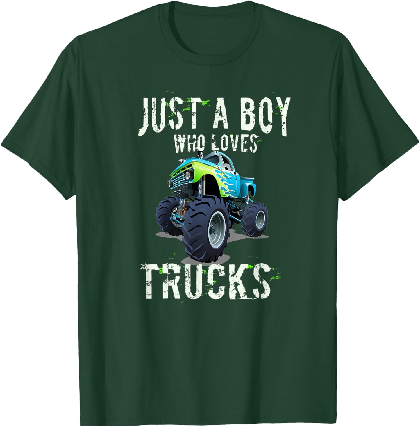 Kids Monster Truck T Shirt Gift Just a Boy Who Loves Trucks T-Shirt - T-Shirt | Forest
