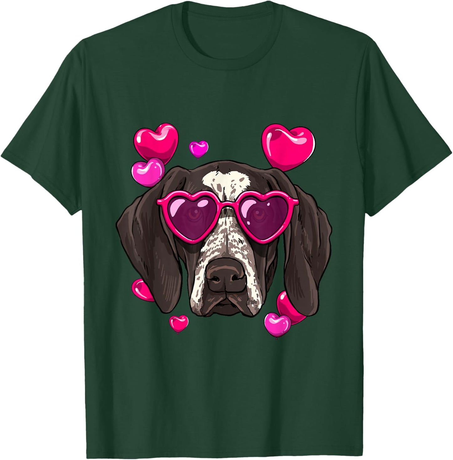 German Shorthaired Pointer Valentines Day Heart Dog Lover T-Shirt - T-Shirt | Forest