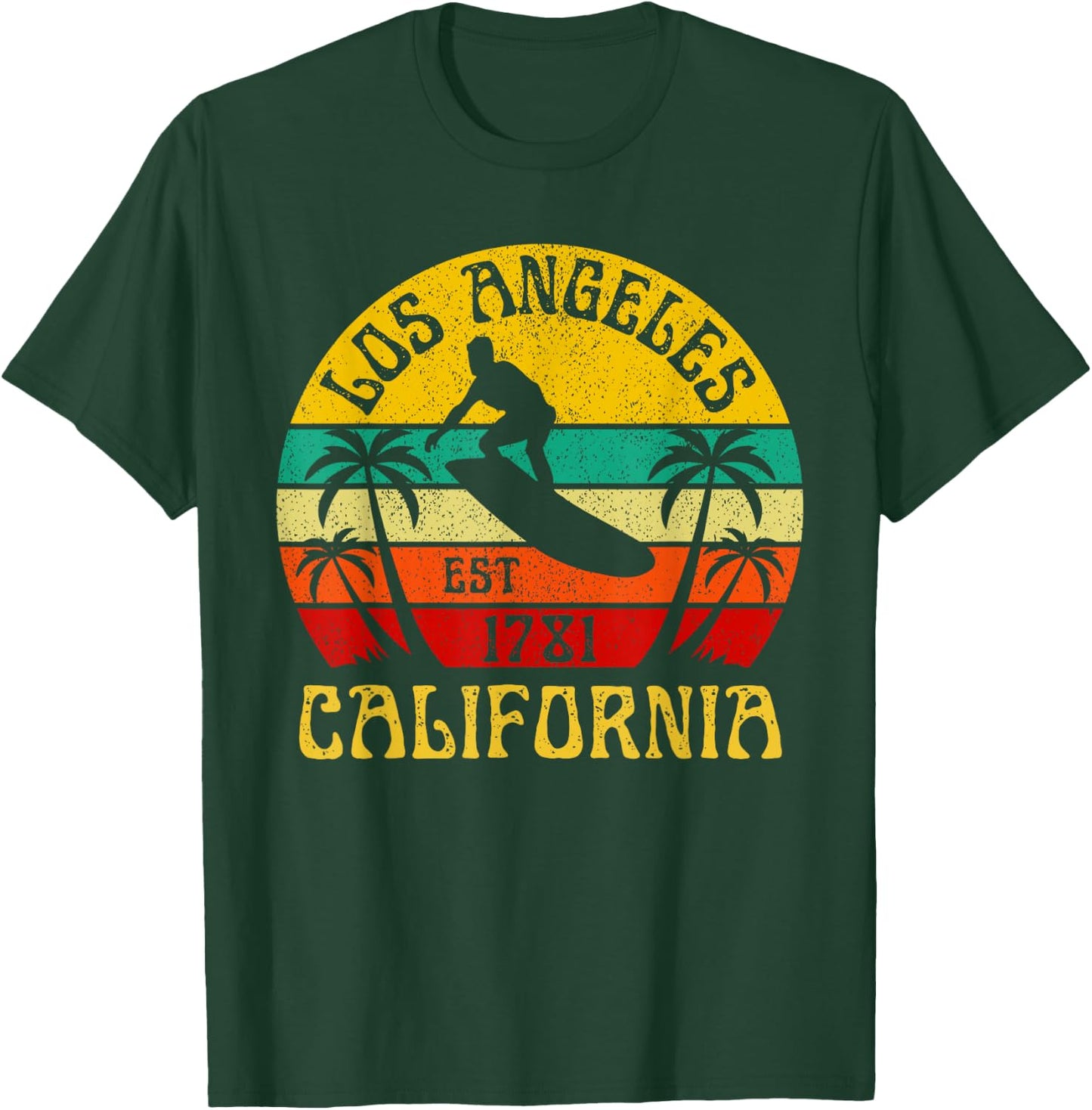 Los Angeles California Beach Surf Summer Vacation Vintage T-Shirt - T-Shirt | Forest