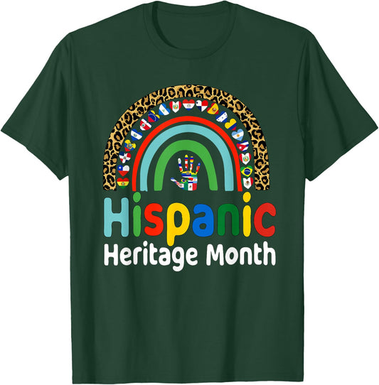 National Hispanic Heritage month Rainbow Countries Flags T-Shirt - T-Shirt | Forest