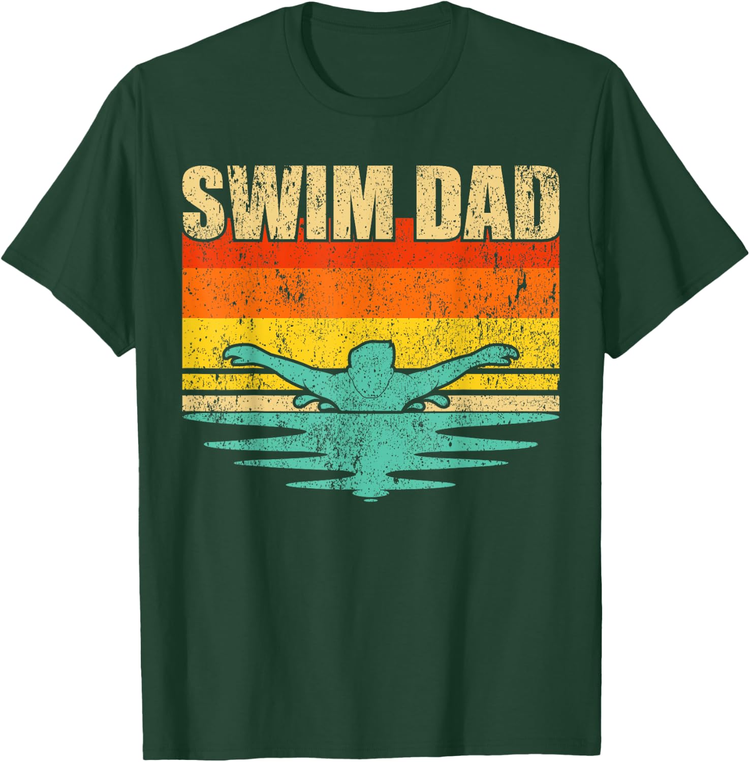 Vintage Style Swimming Lover Swimmer Swim Dad Father's Day T-Shirt - T-Shirt | Forest