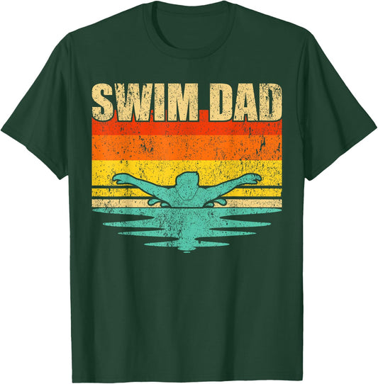 Vintage Style Swimming Lover Swimmer Swim Dad Father's Day T-Shirt - T-Shirt | Forest
