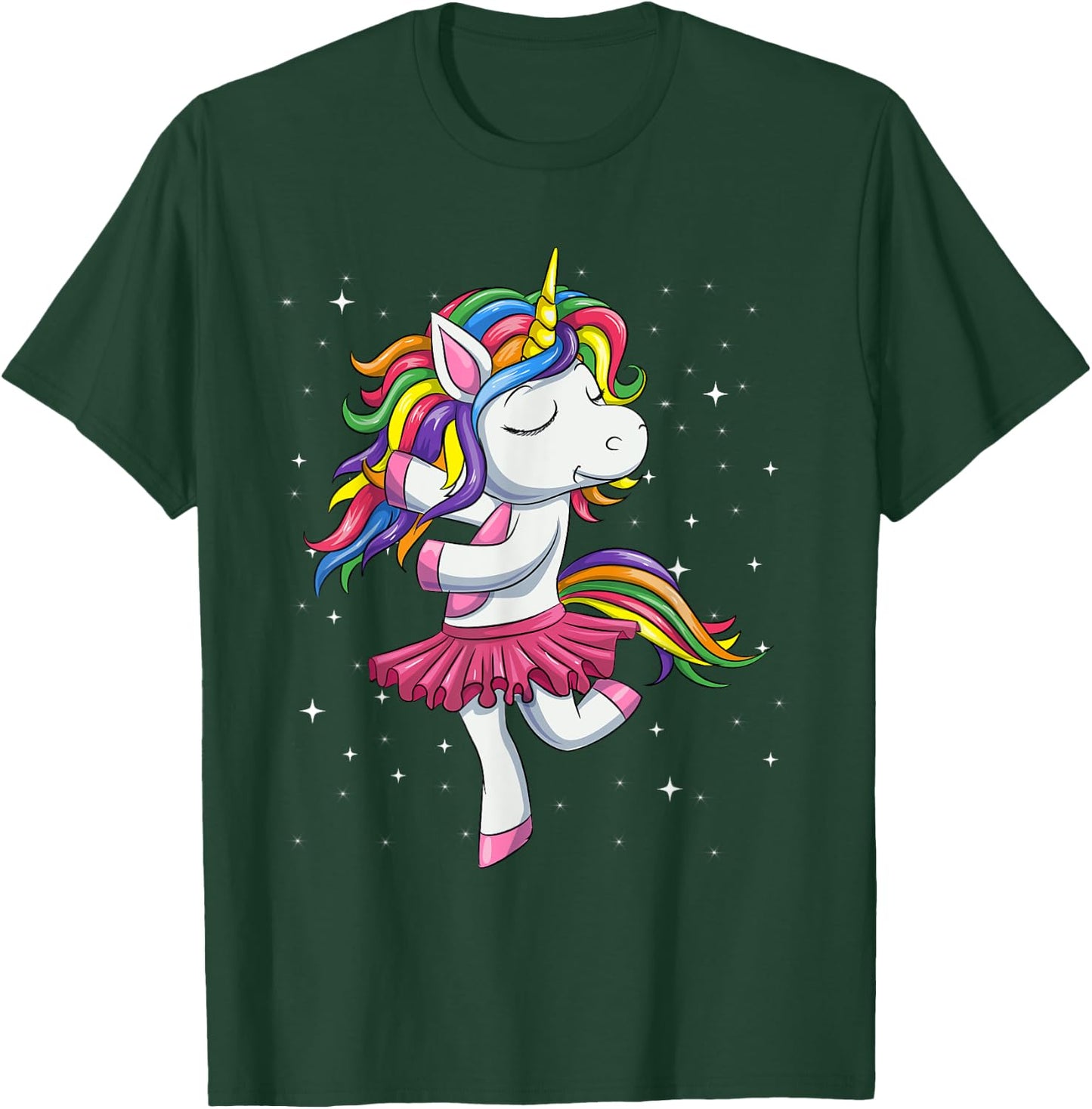 Ballet Dancing Unicorn Shirt, Rainbow Ballerina Dance Girls T-Shirt - T-Shirt | Forest