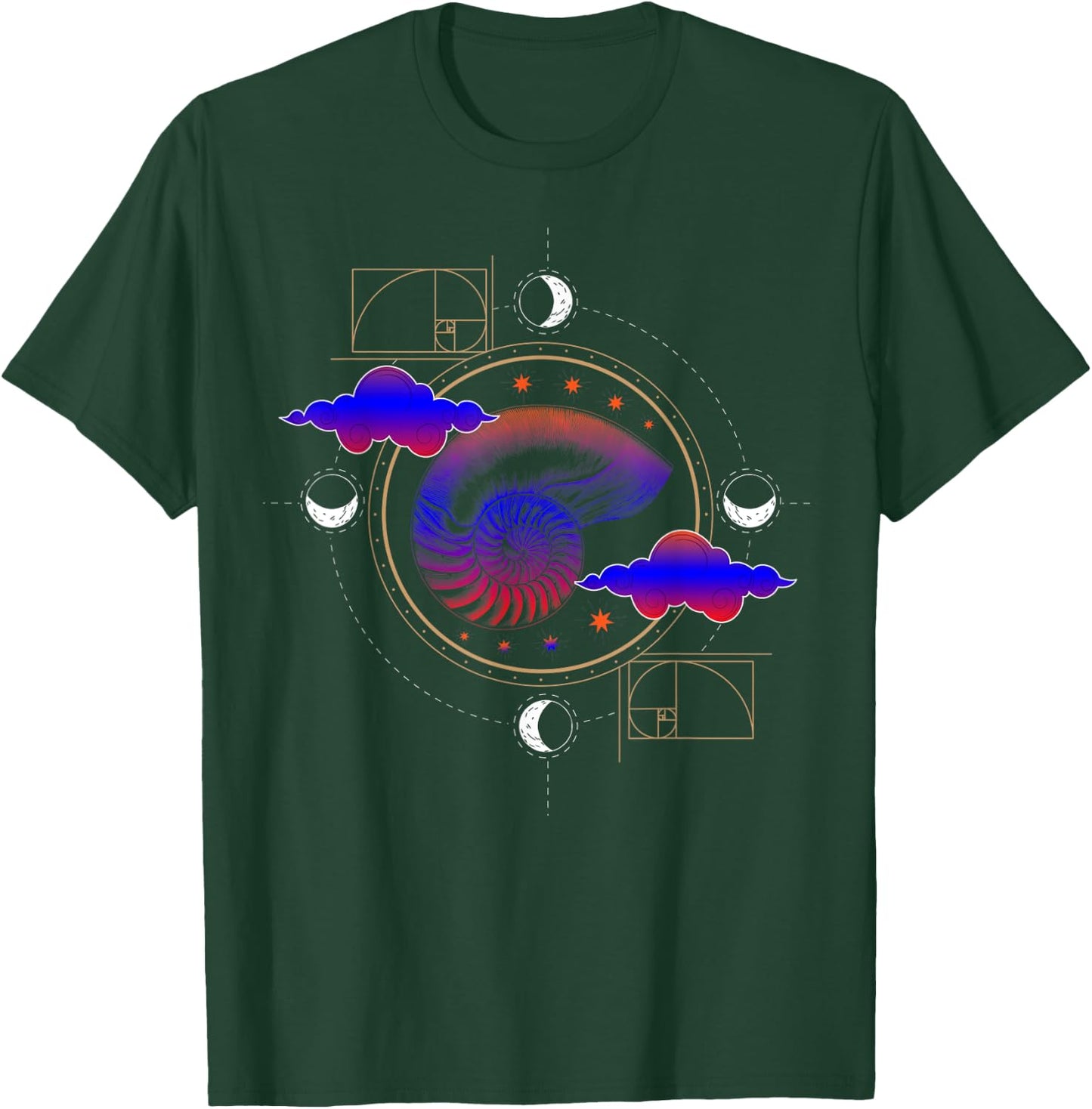 Fibonacci Shell or Golden Ratio and Spiral or Fibonacci T-Shirt - T-Shirt | Forest
