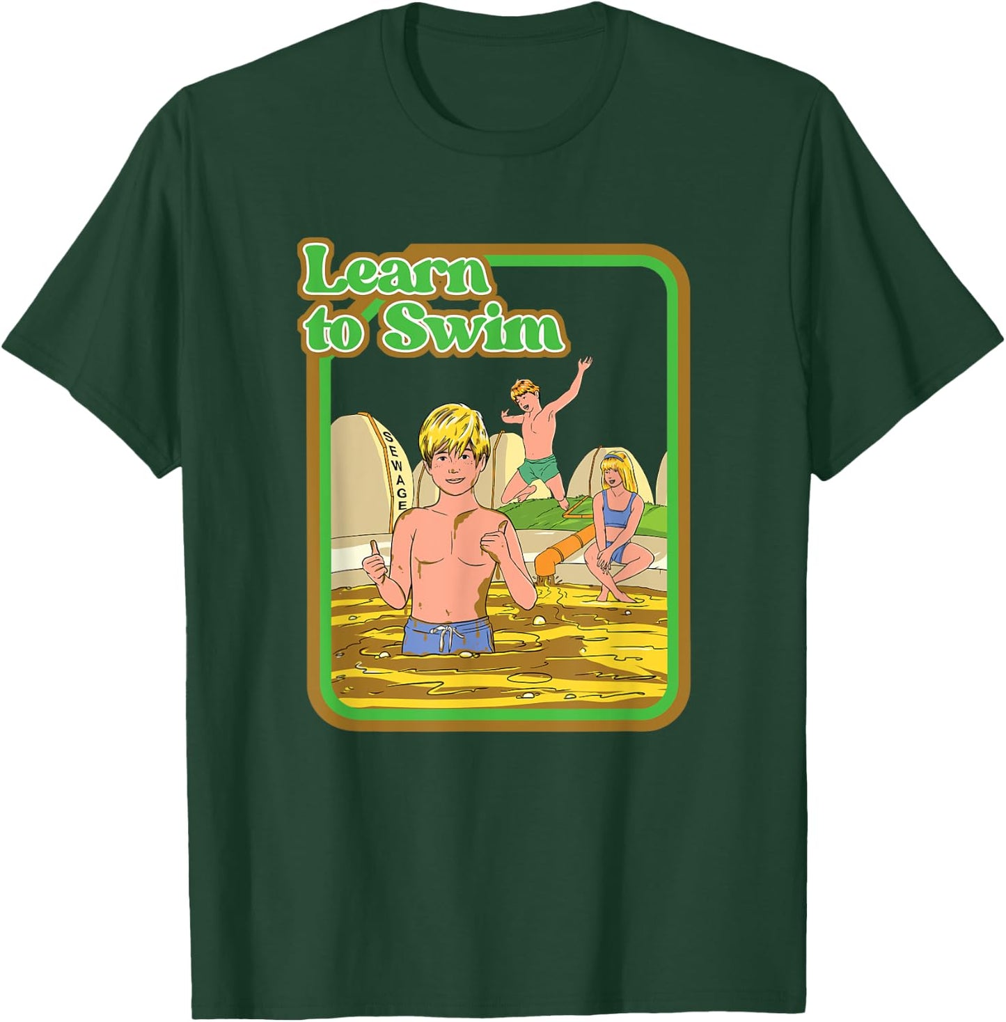 Learn To Swim Hilarious Vintage Child Game T-Shirt - T-Shirt | Forest