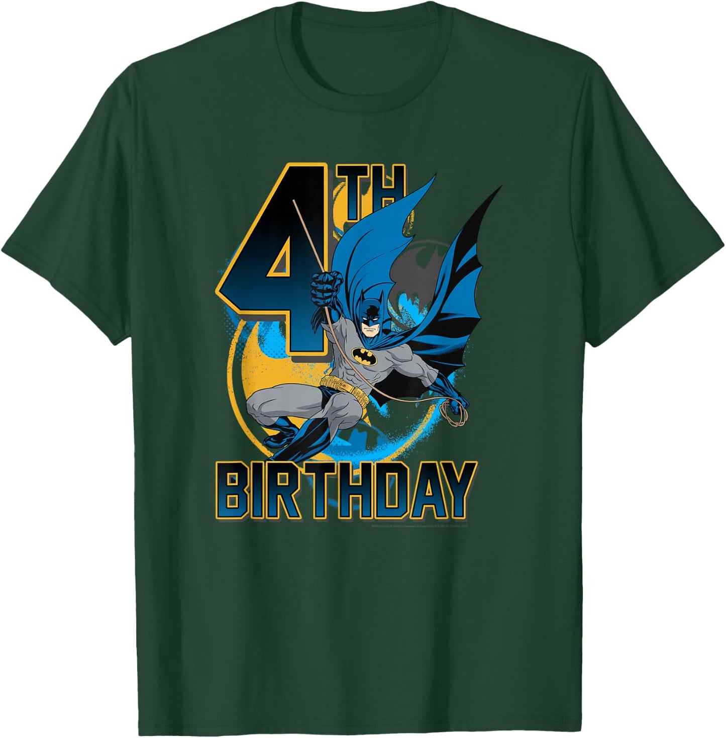 DC Comics Batman 4th Birthday Bat Swing Action Poster T-Shirt - T-Shirt | Forest