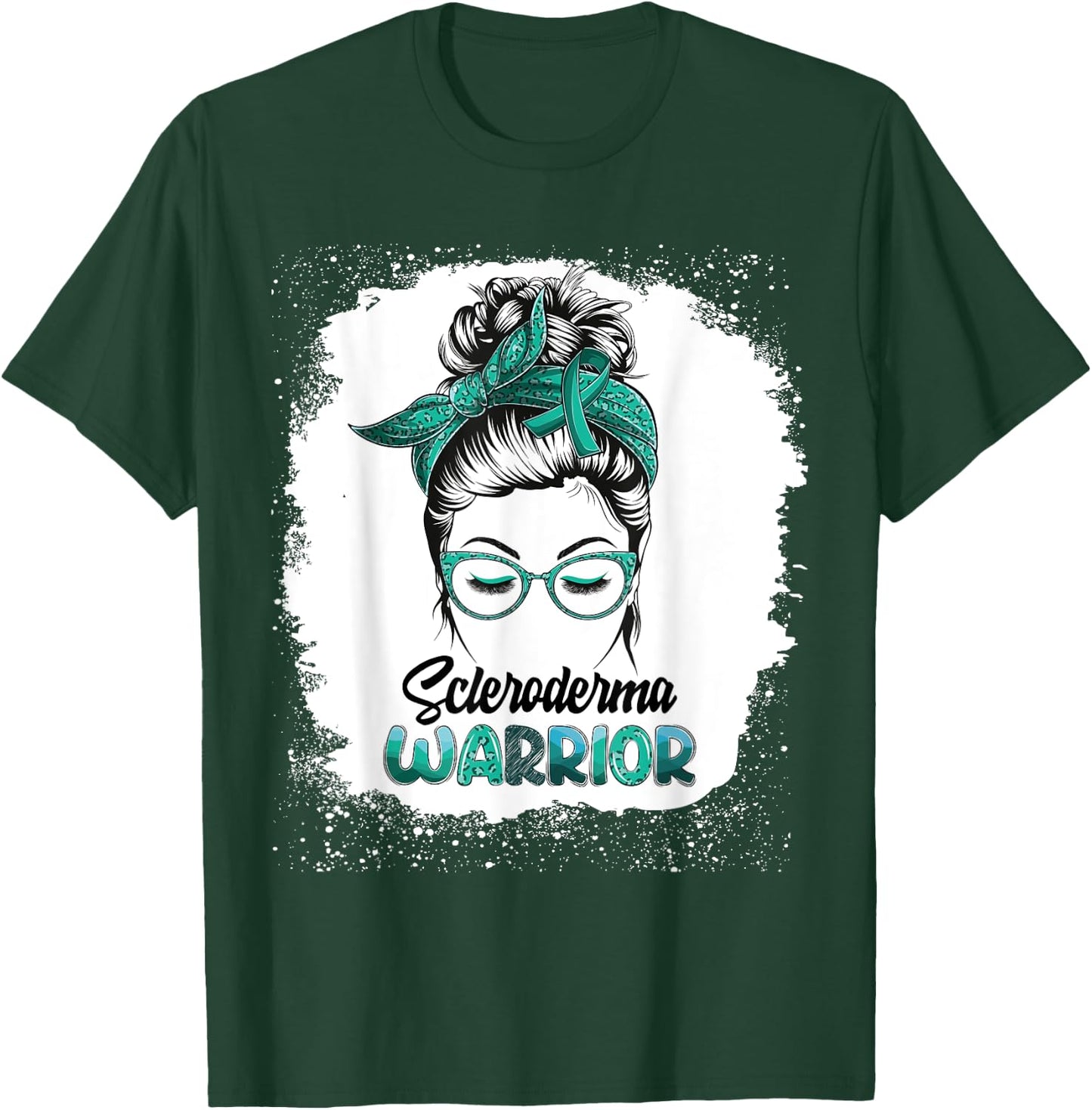 Scleroderma Warrior Bleached Messy Bun Survivor Believe T-Shirt - T-Shirt | Forest