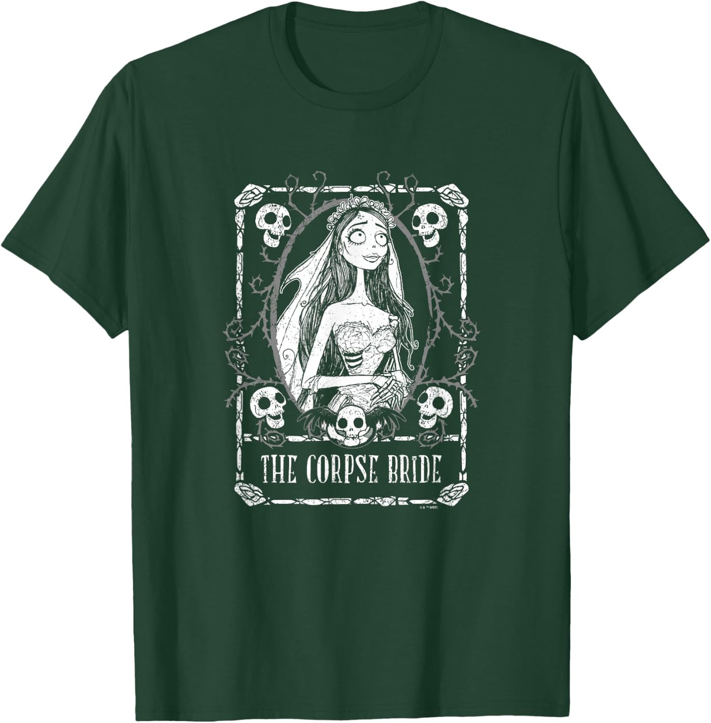 Corpse Bride Emily Skulls And Thorns Tarot Card Portrait T-Shirt - T-Shirt | Forest
