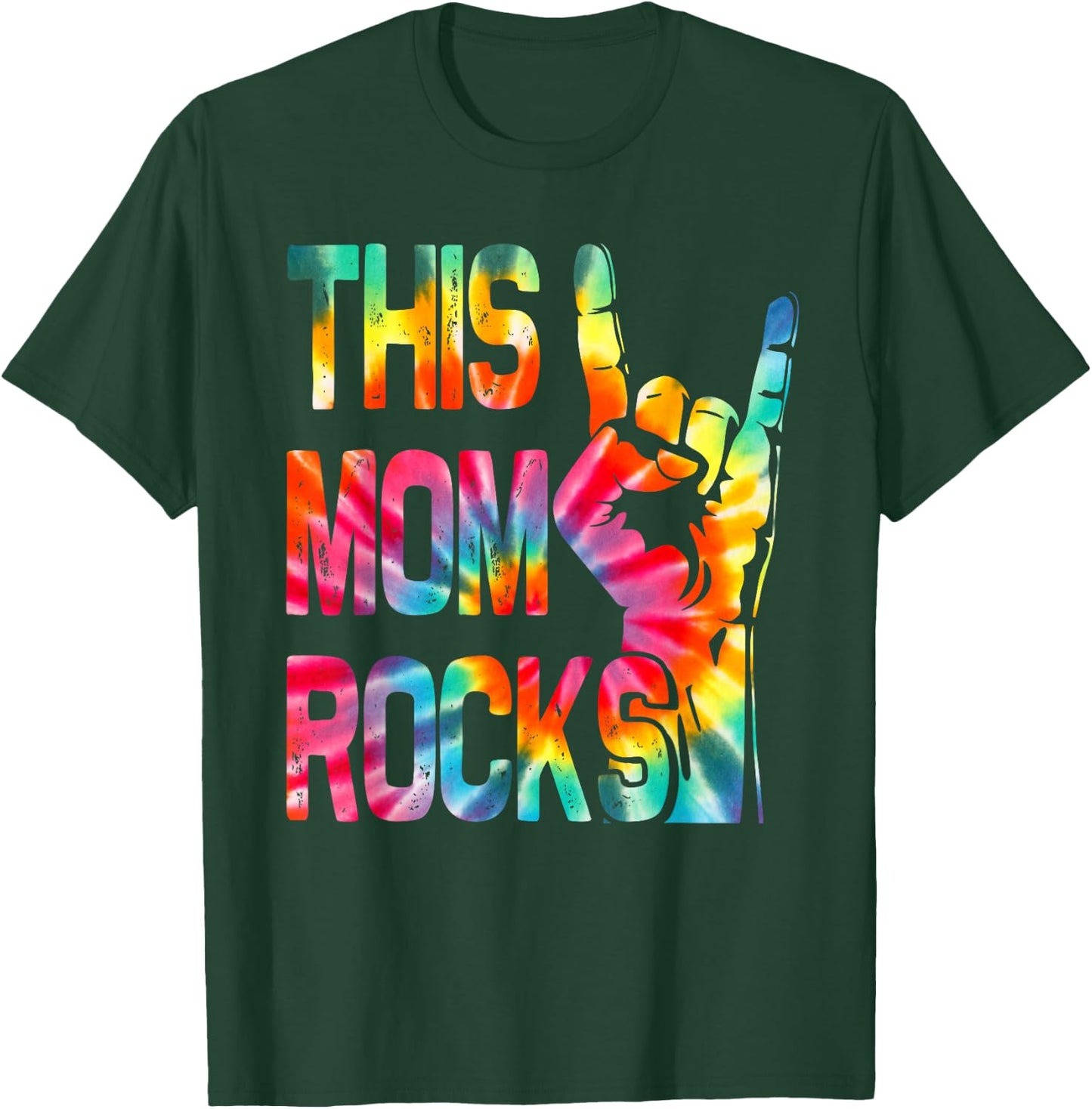 Funny This Mom Rocks Rock n Roll Metal Tie Dye Mother's Day T-Shirt - T-Shirt | Forest