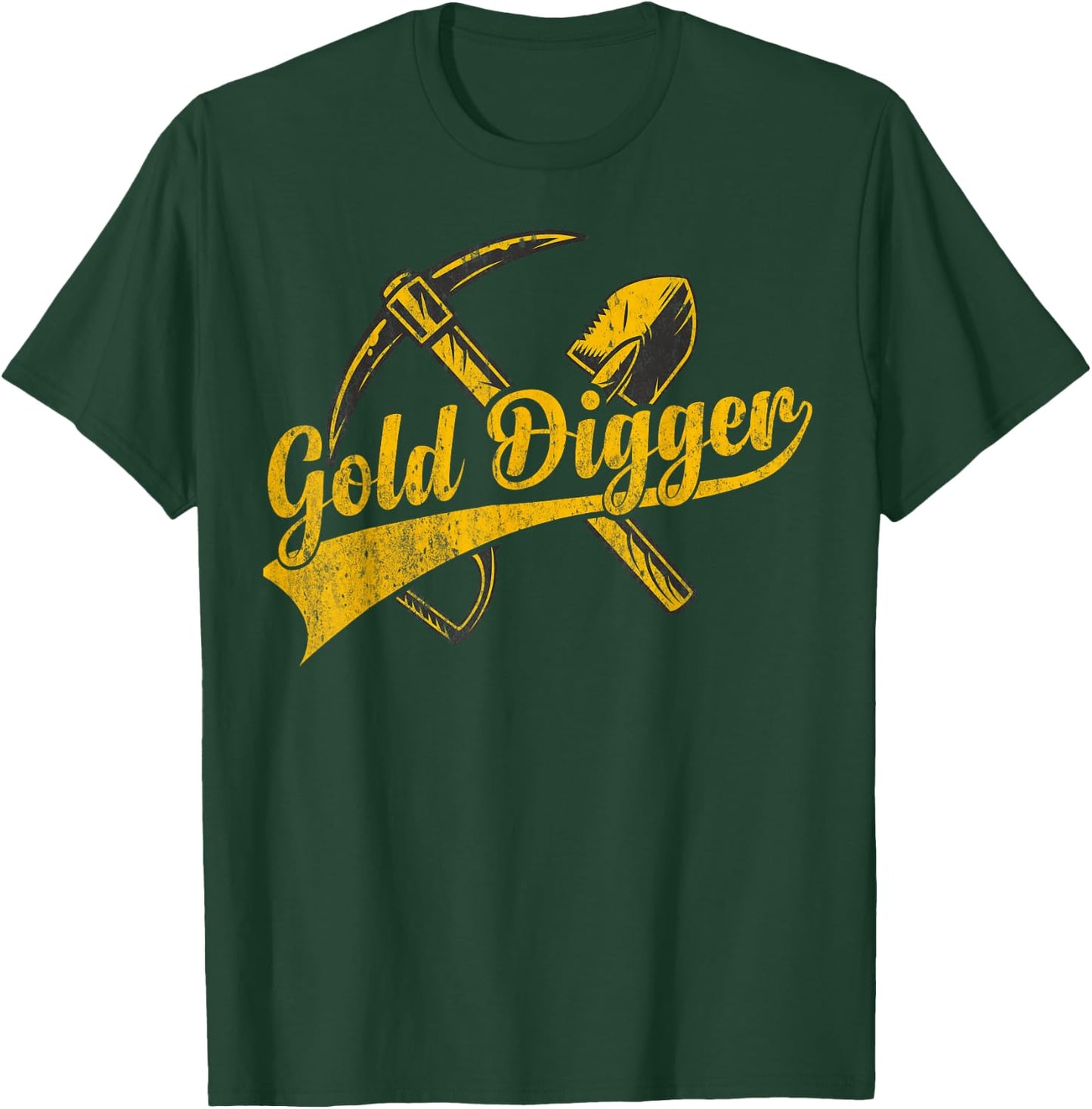 Gold plaque with crossed pick and shovel gold digger T-Shirt - T-Shirt | Forest