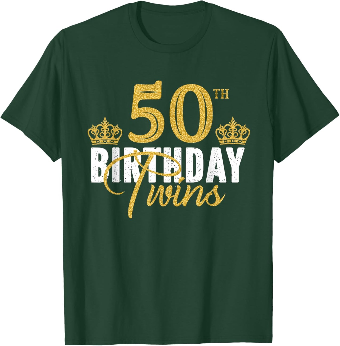 50th Birthday Twins 50 Years Old Twin Brother And Sister T-Shirt - T-Shirt | Forest