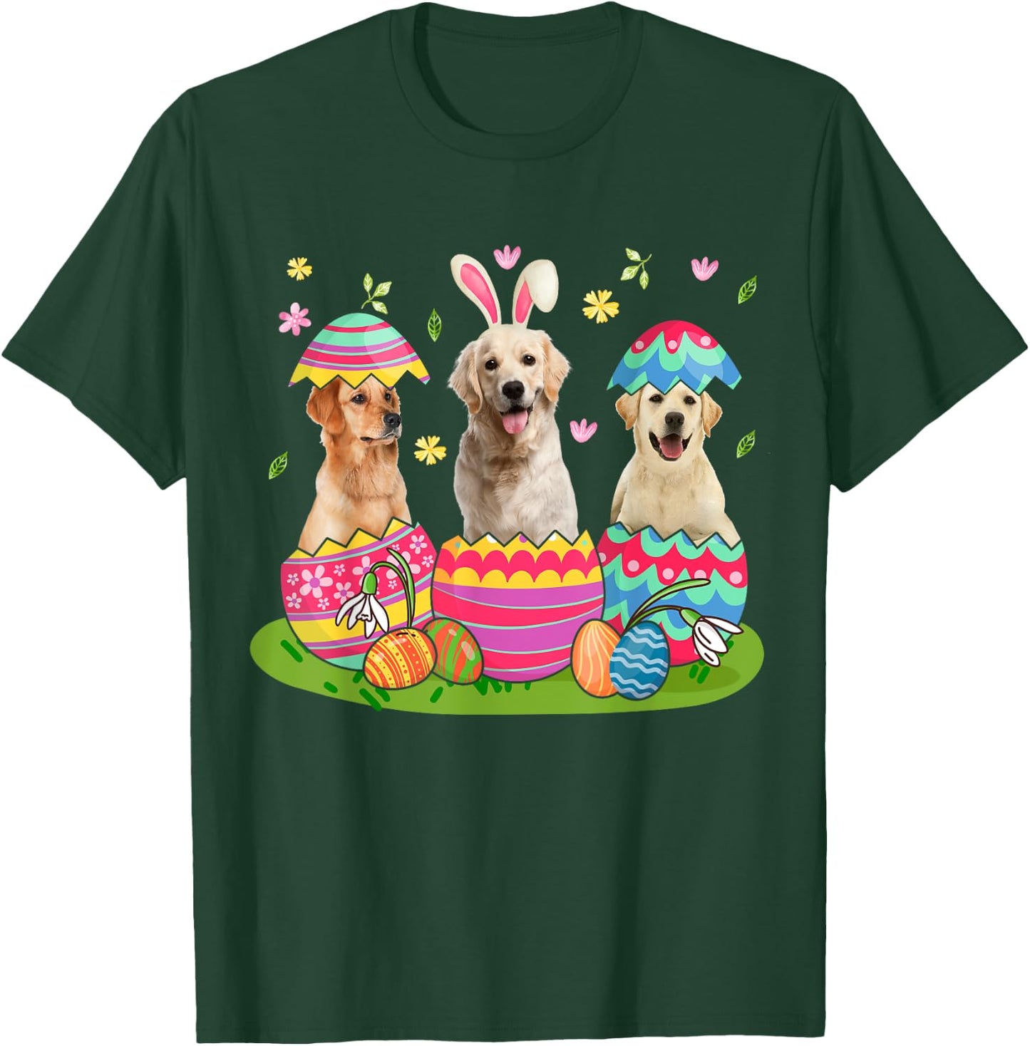 Three Bunny Labrador Retriever Inside Easter Egg Happy T-Shirt - T-Shirt | Forest