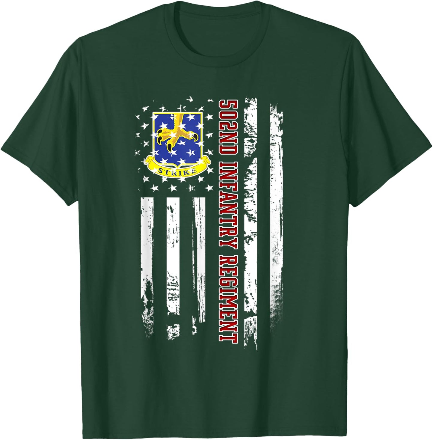502nd Infantry Regiment Veteran USA Flag Veterans Day Xmas T-Shirt - T-Shirt | Forest