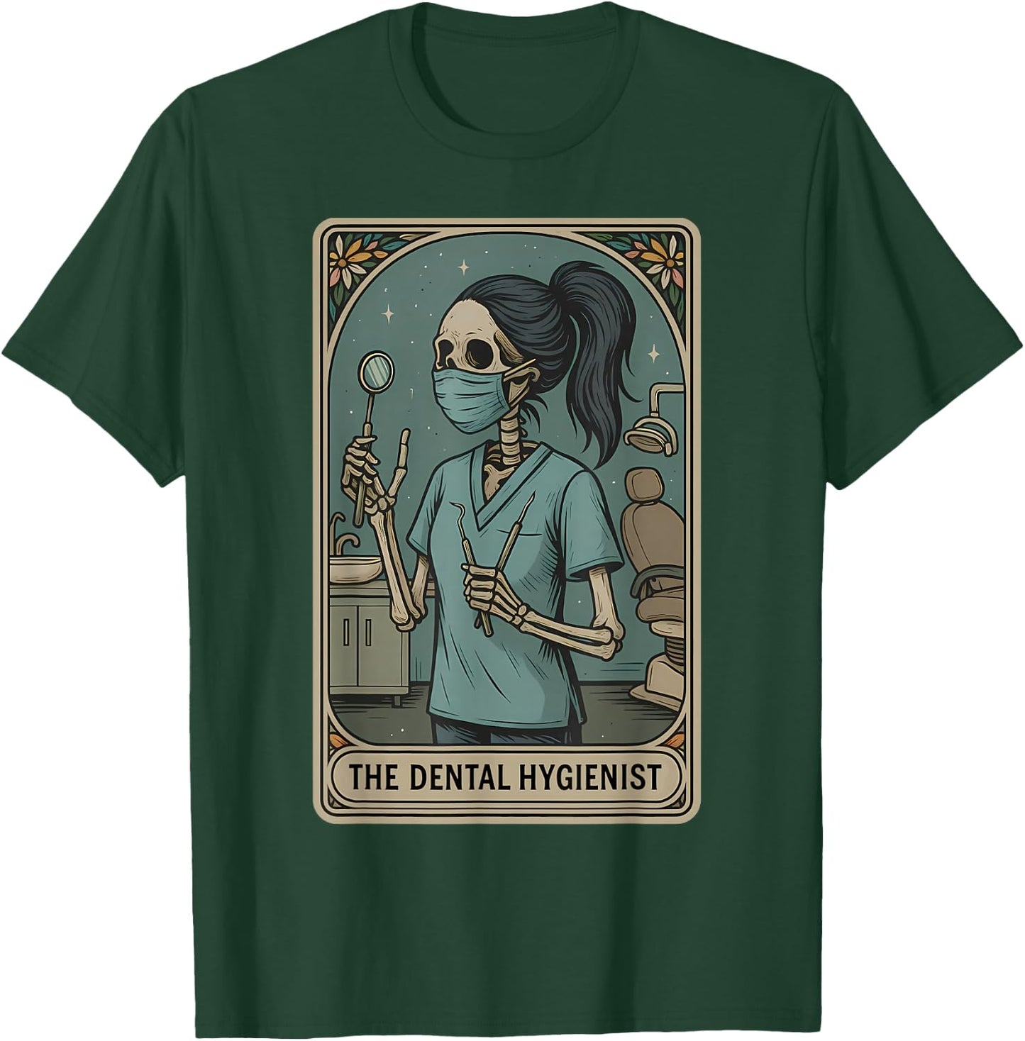 Dental Hygienist Tarot Card Skeleton Dentist Orthodontics T-Shirt - T-Shirt | Forest