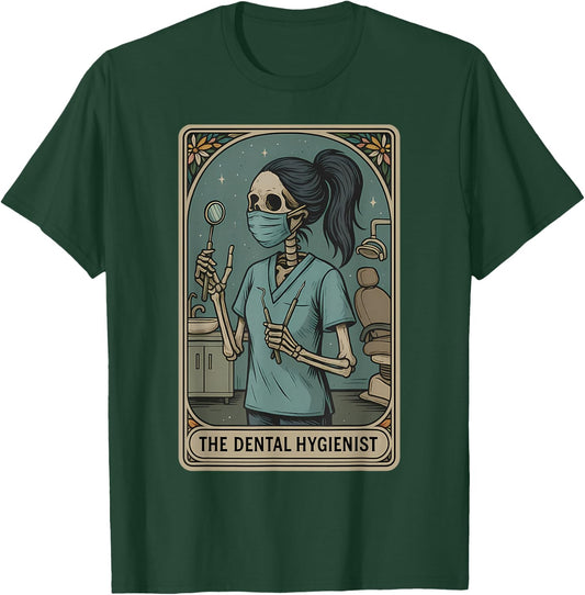Dental Hygienist Tarot Card Skeleton Dentist Orthodontics T-Shirt - T-Shirt | Forest