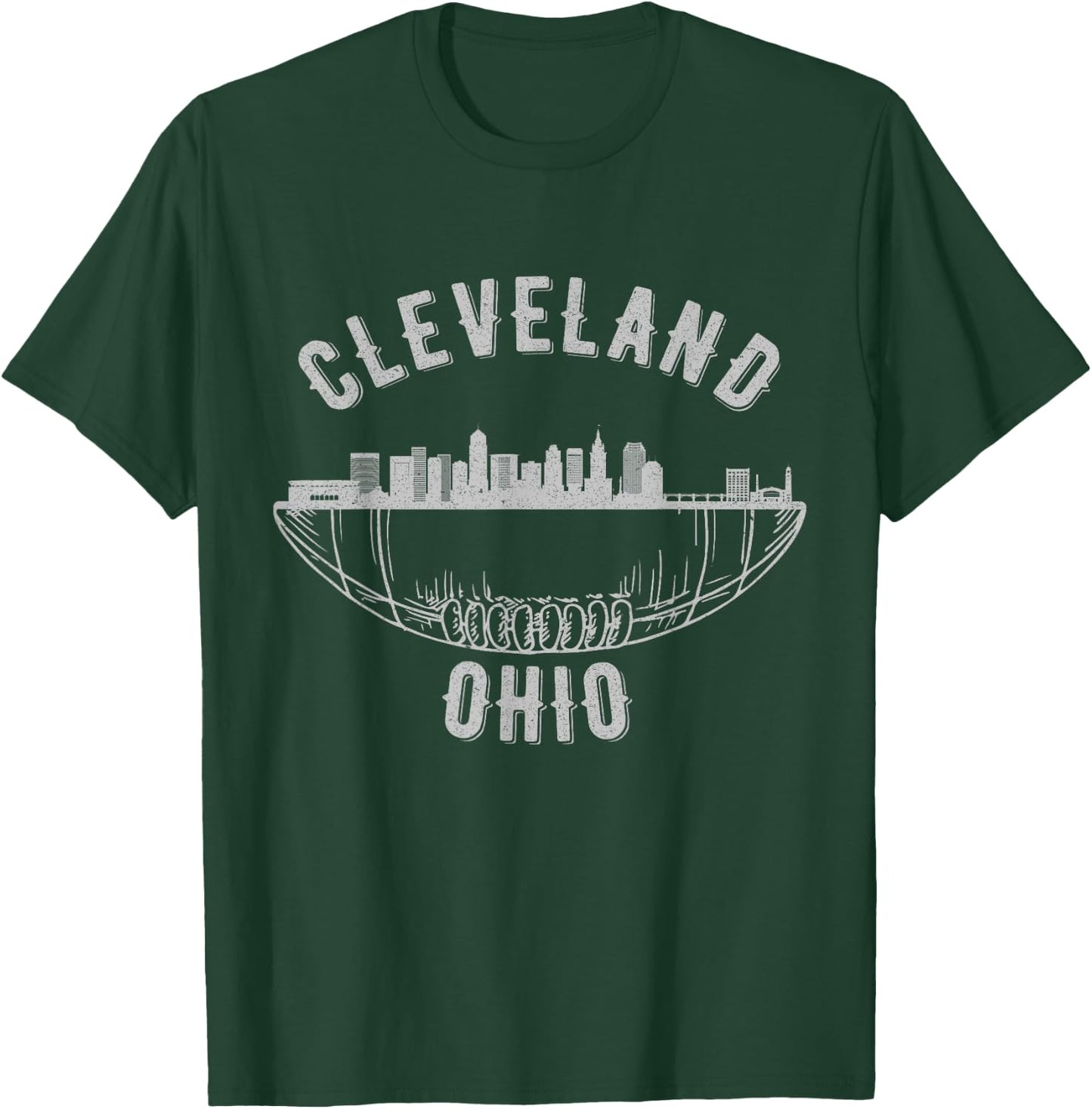 Cool Cleveland Ohio OH Football Skyline Skyscraper Fan Gift T-Shirt - T-Shirt | Forest