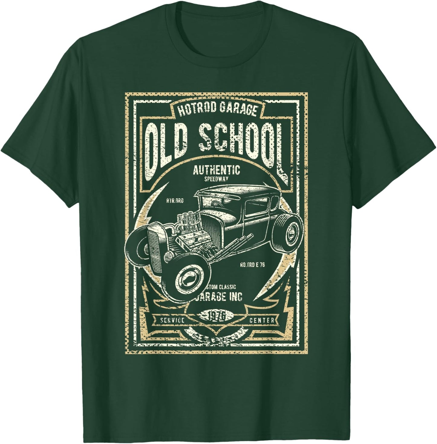 Old School Vintage Hot Rod Garage Men Classic Car T-Shirt - T-Shirt | Forest