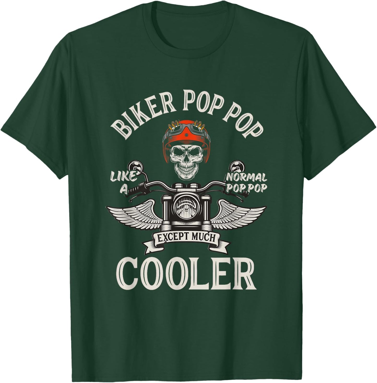 Grandparents Day Apparels Biker Pop Pop - Men's Black Motorcycle - Small - Classic Fit - Short Sleeve - - Lace Embellishment T-Shirt - T-Shirt | Forest