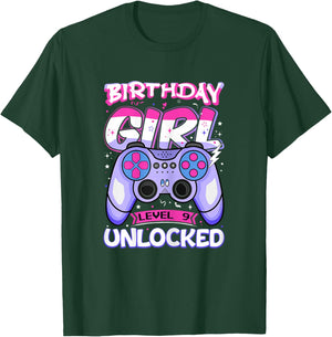 9 Year Old Girl Gamer Level Unlocked 9th Birthday Kids T-Shirt - T-Shirt | Forest