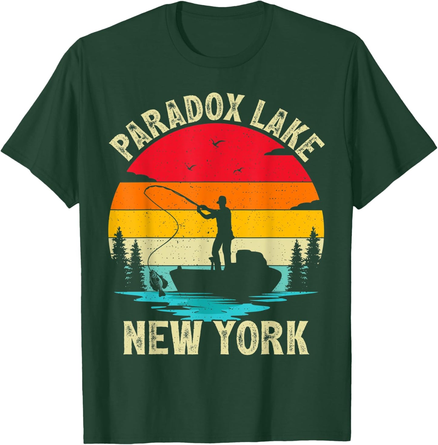 Summer Vacation Fishing Vintage Retro New York Paradox Lake Women Kids T-Shirt - T-Shirt | Forest