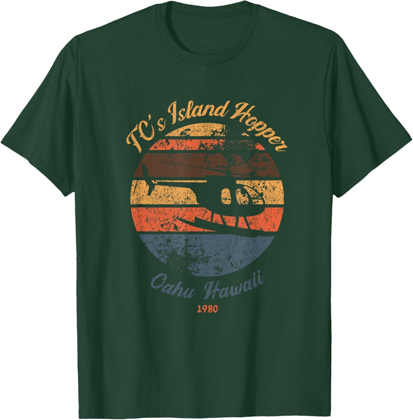TC's Island Hoppers Helicopter Vintage Sunset T-Shirt - T-Shirt | Forest