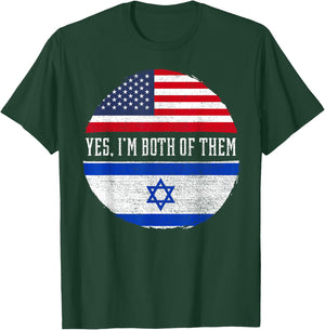 Half American Half Israeli USA Flag Israel Heritage DNA T-Shirt - T-Shirt | Forest