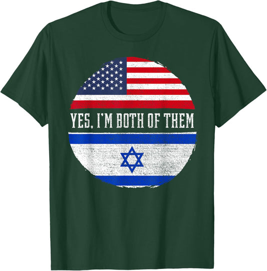 Half American Half Israeli USA Flag Israel Heritage DNA T-Shirt - T-Shirt | Forest