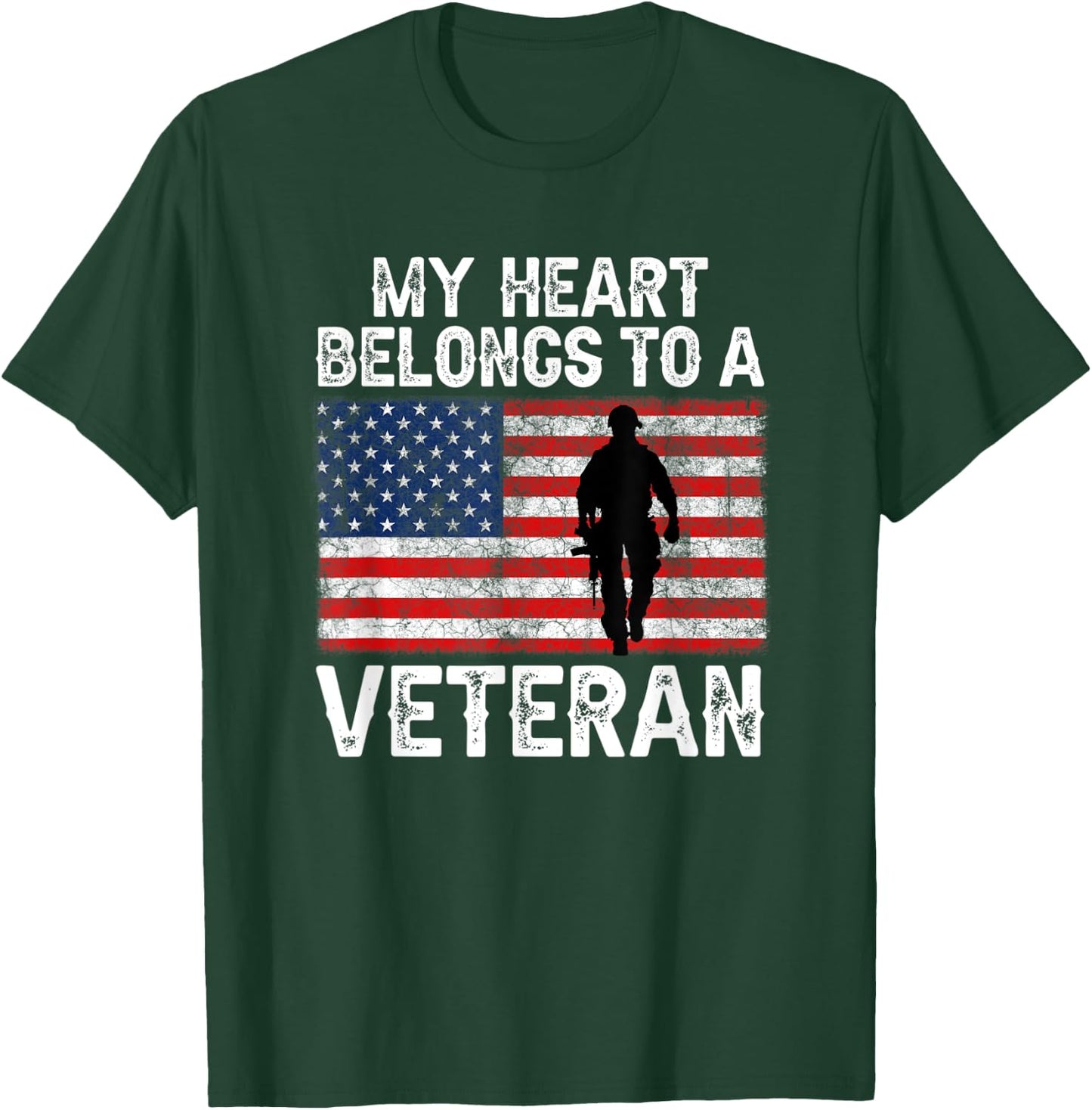 My Heart Belongs To A Veteran Army Veteran Fathers Day T-Shirt - T-Shirt | Forest