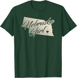 Nebraska Girl Vintage Distressed State Outline, Women's T-Shirt - T-Shirt | Forest