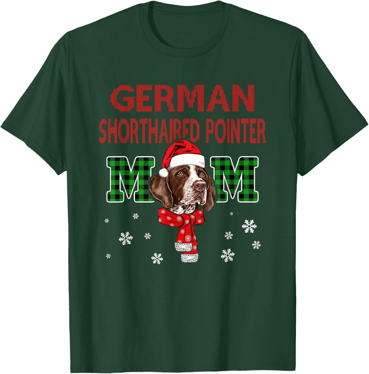 Christmas GSP Mom Plaid Santa Hat Cute Dog Lover T-Shirt - T-Shirt | Forest