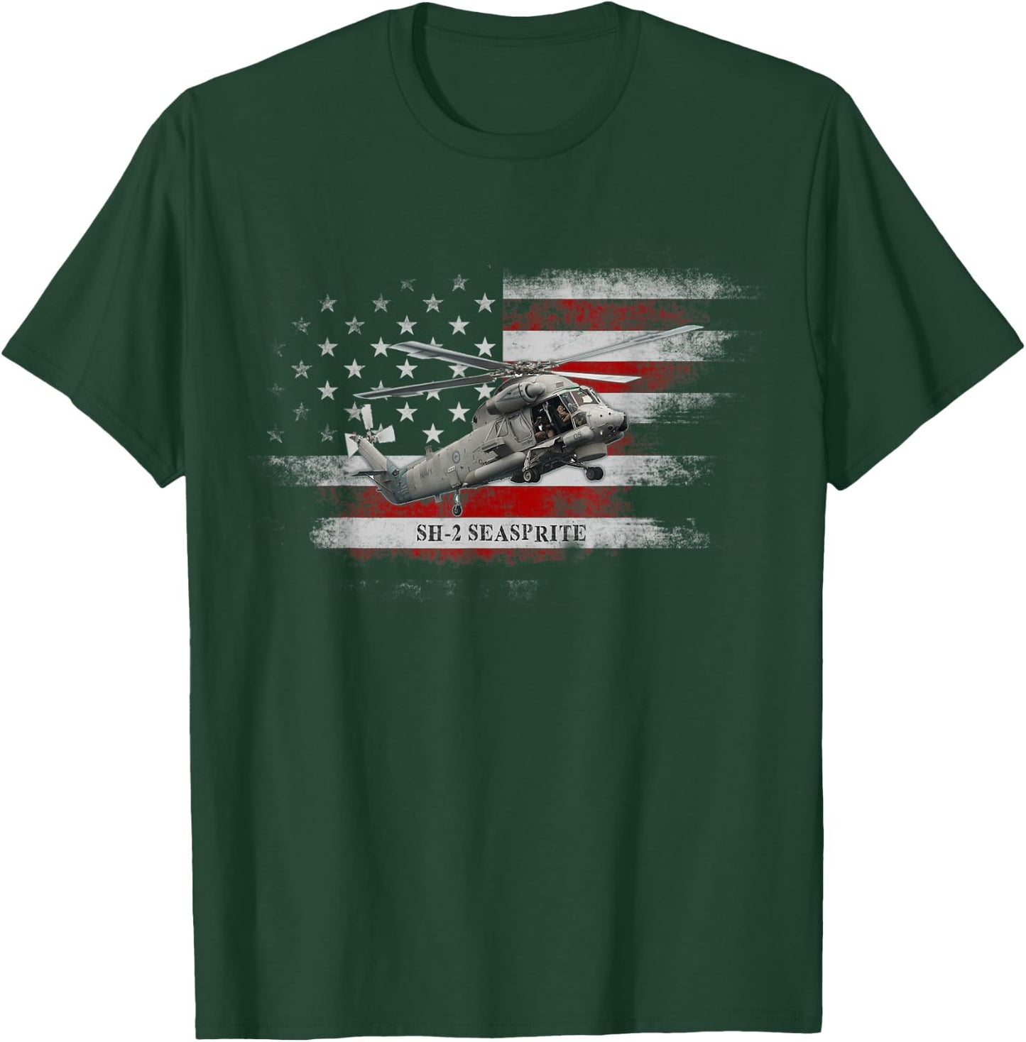 SH-2 Seasprite Helicopter USA Flag Helicopter Pilot Gifts Men T-Shirt - T-Shirt | Forest