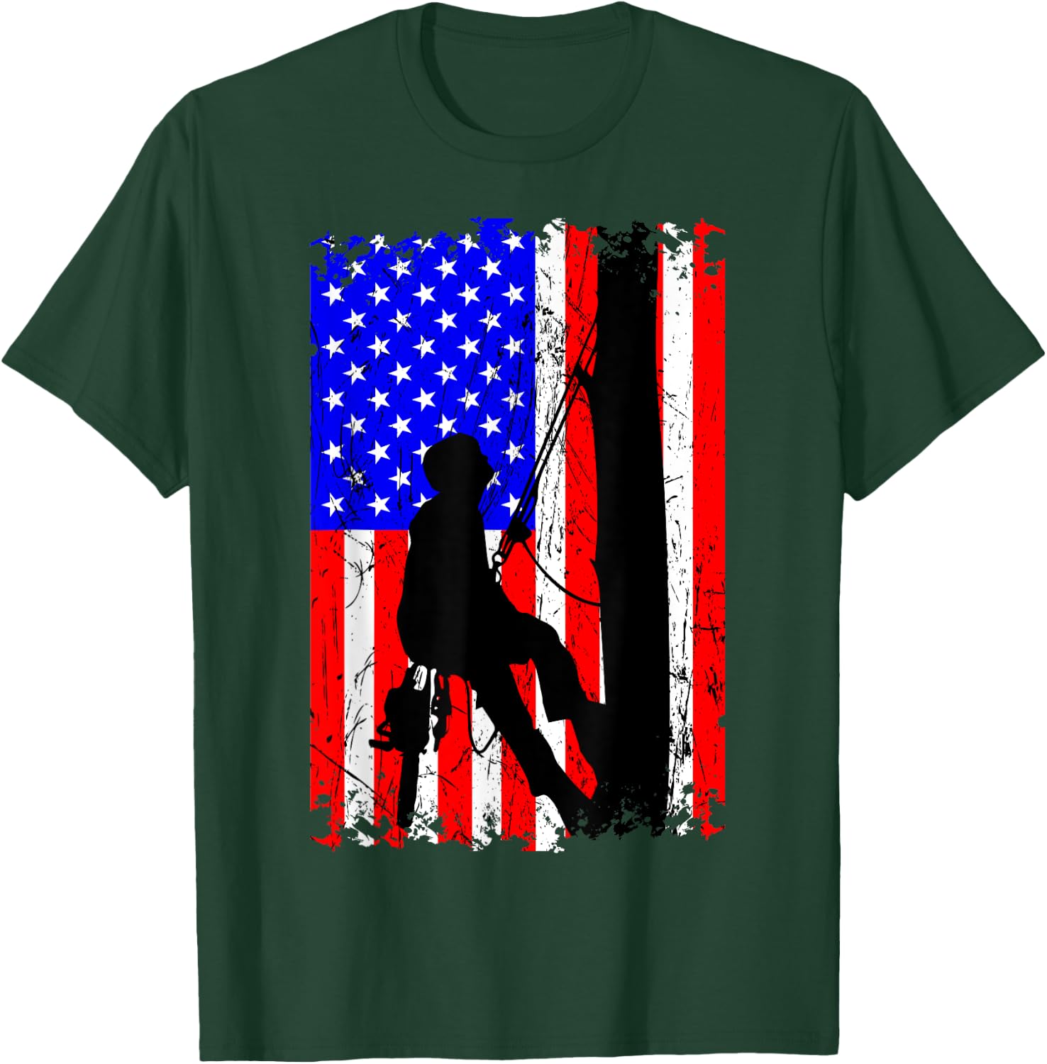 Arborist Arboriculturist Tree Surgeon Chainsaw US Flag T-Shirt - T-Shirt | Forest
