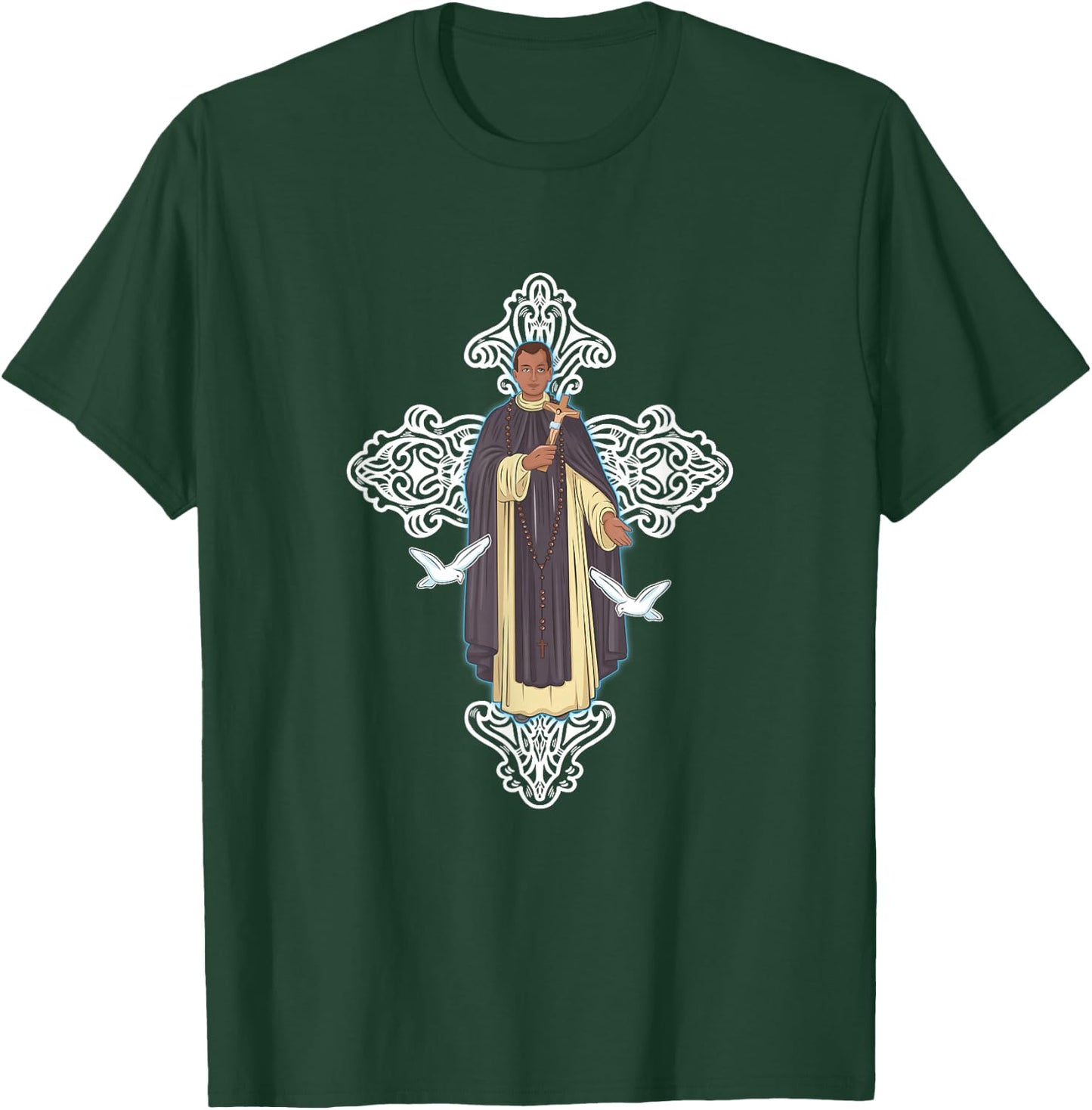 San Martín de Porres y Cruz de Jesucristo T-Shirt - T-Shirt | Forest