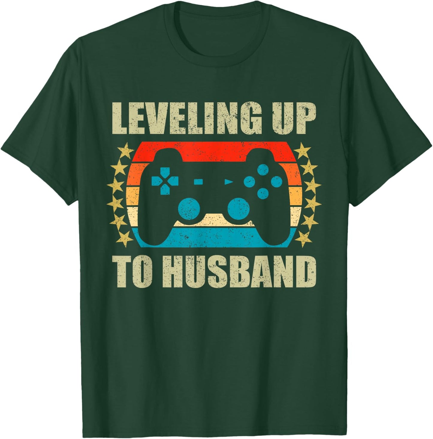 Bachelor Party Leveling Up To Husband Groom Gaming T-Shirt - T-Shirt | Forest