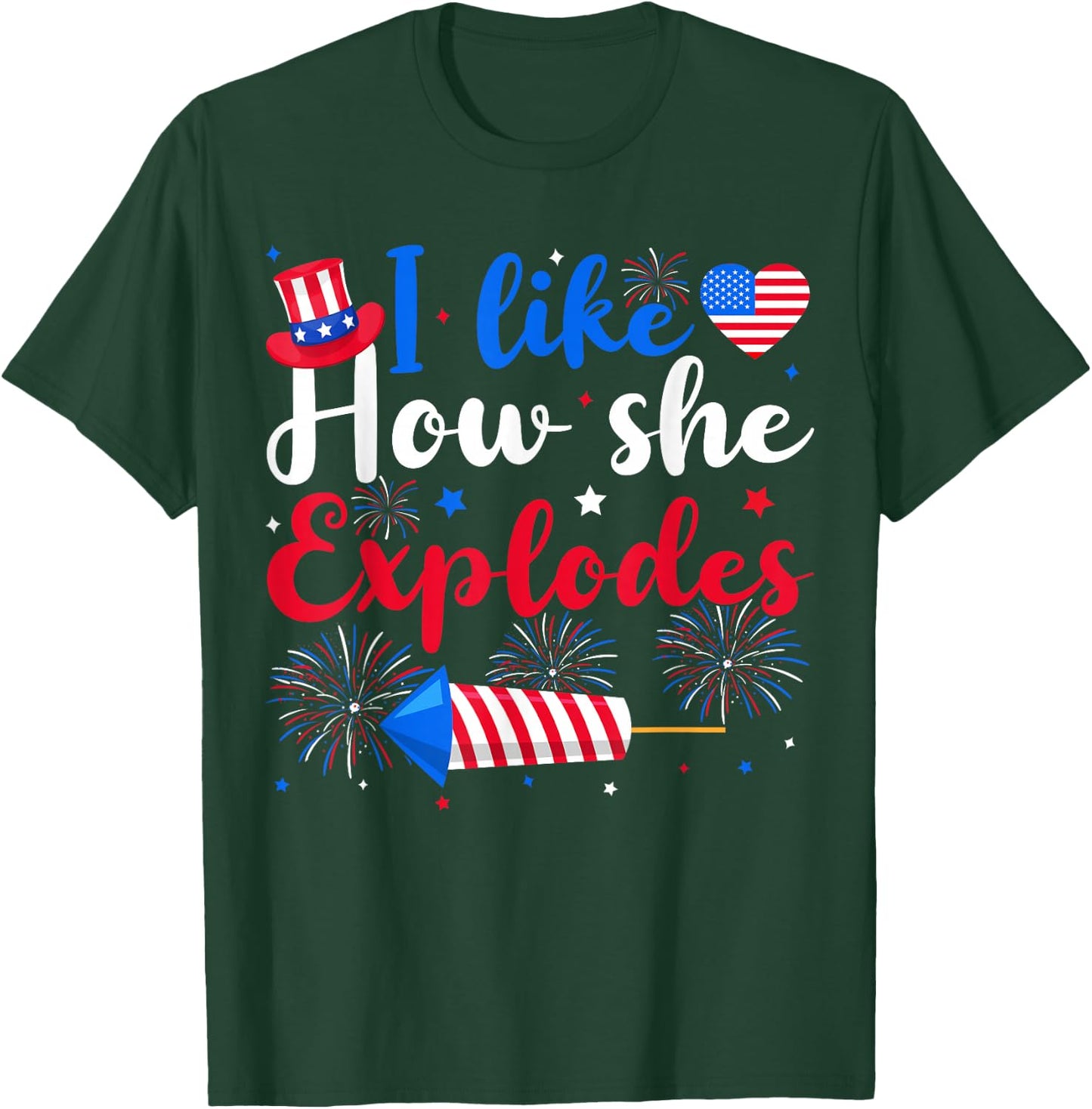 I Like How She Explodes Couples Matching 4th of July Couple T-Shirt - T-Shirt | Forest